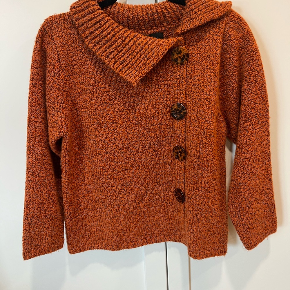 Cozy Orange Button-Up Sweater